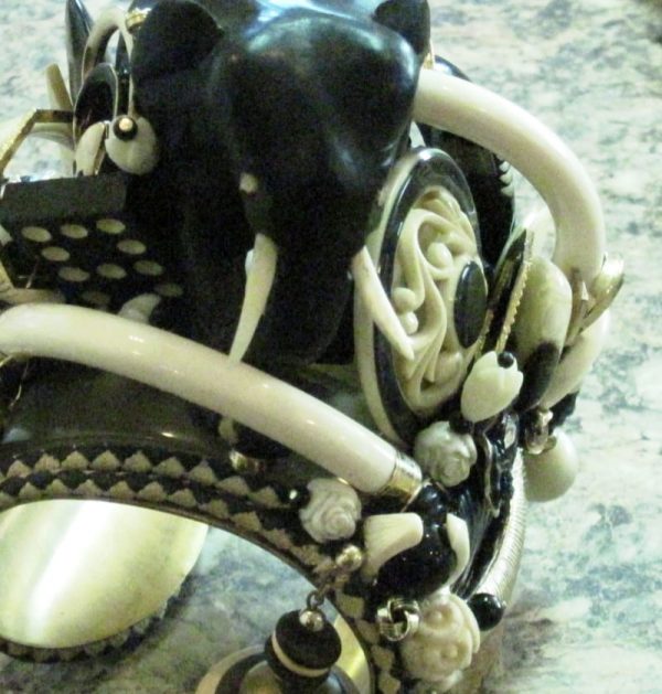 Ebony & Ivory Elephant Art Couture Cuff
