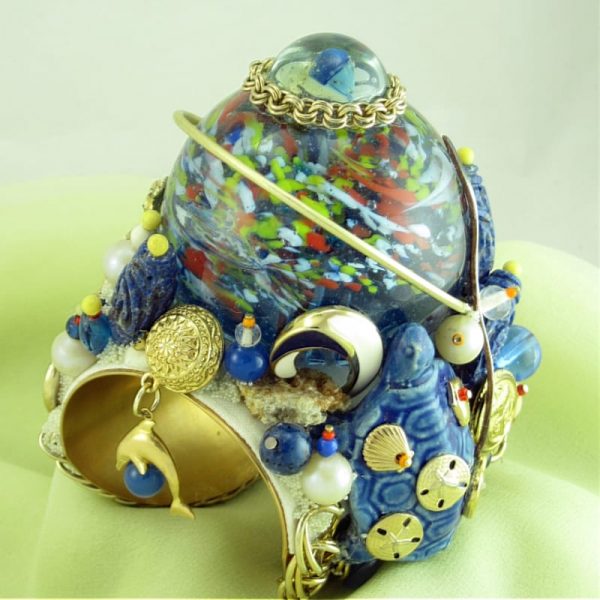 Sea Glass Art Cuff Bracelet