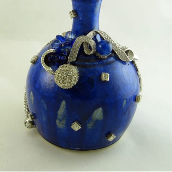Celestial Crystal Glaze Blue Clay Candle Holder