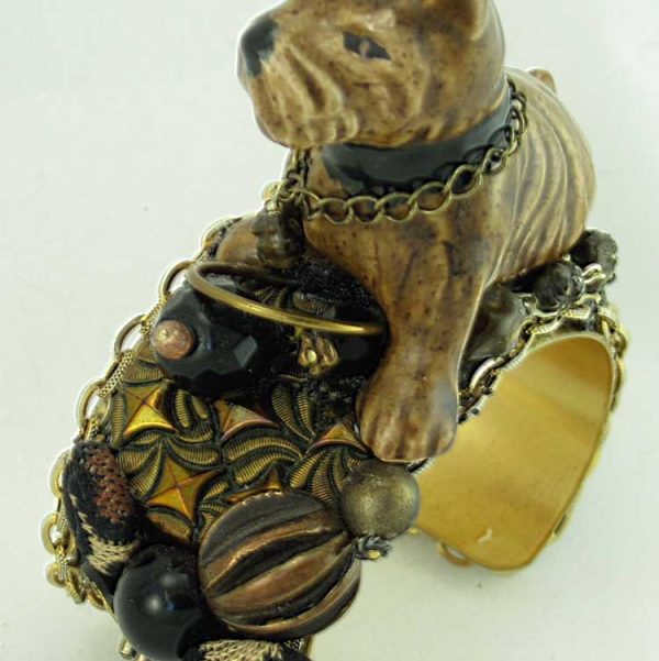Dog Figurine Bracelet Scotty Duchess | Up-cycled Vintage Costume Jewelry