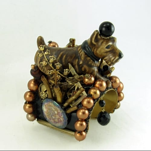 Scotty Dog Figurine Structural Cuff | Recycled Vintage Jewelry