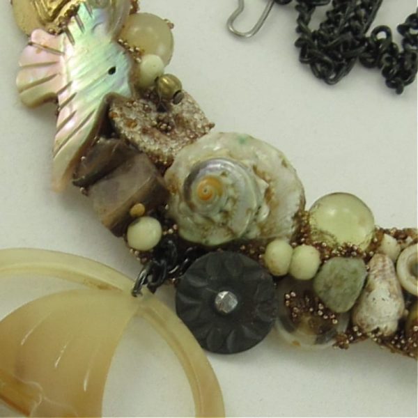 Assemblage Necklace with Sea Bound Sailing Ship Art