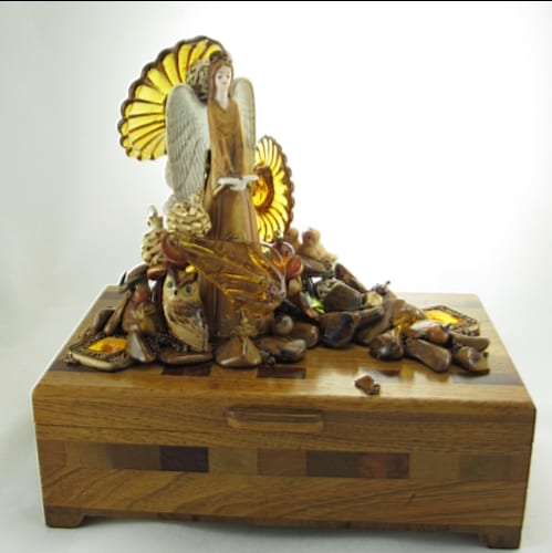 Earth Angel Jasper Wood Box Assemblage