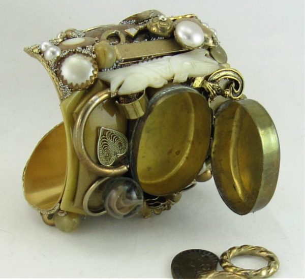 Love Bird Tradition Mother of Pearl Nuptial Wearable Art Cuff