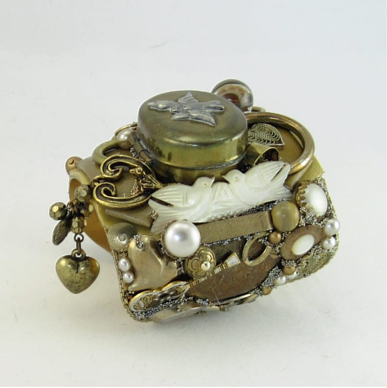 Love Bird Tradition Mother of Pearl Nuptial Wearable Art Cuff