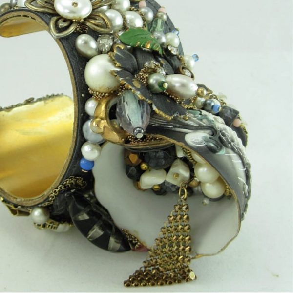 Assemblage Cuff Bracelet with Vintage Dragonware Cup