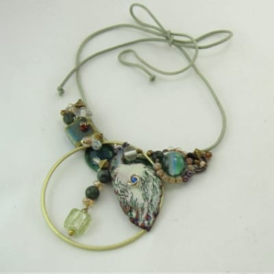 Peacock Vintage Assemblage Necklace