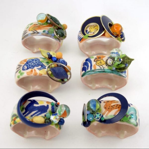Colorful Ceramic Napkin Ring Set