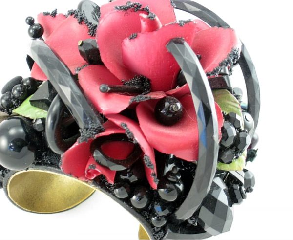 Blood Rose Corsage Art Couture Cuff