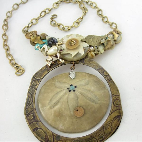 Sand Dollar & Turquoise Statement Couture Necklace