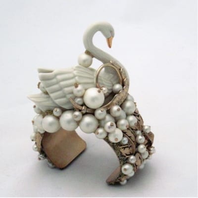 Vintage White Lenox Swan Cuff Bracelet