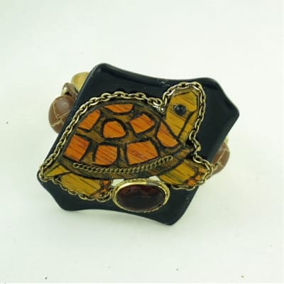 Carved Wood Turtle Bracelet