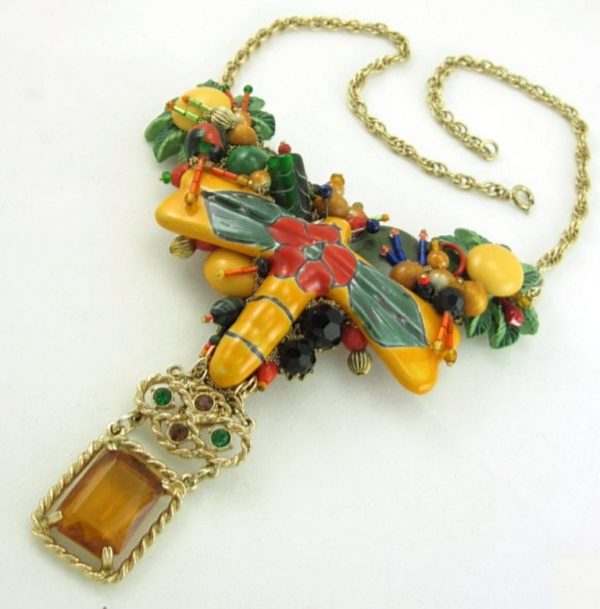 Dragon Fly Necklace - Golden Talavera Art Couture