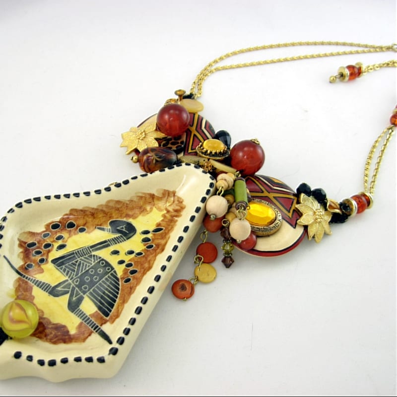Ostrich Abstract Art Couture Necklace