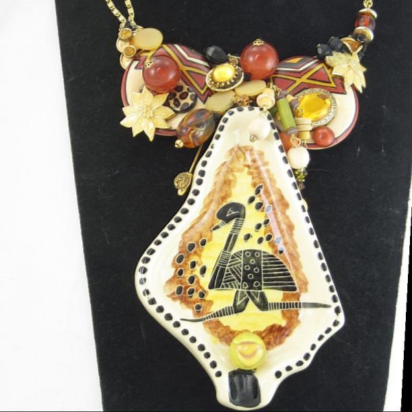 Ostrich Abstract Art Couture Necklace
